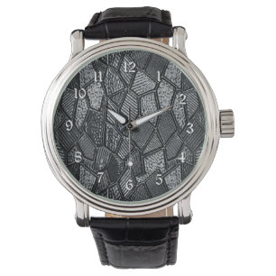 Montre en verre en mosaïque gris foncé