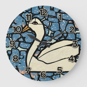 Montre en verre tendu Horloge avec cygne