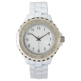 Montre Enamel blanc en pierre blanche personnalisé