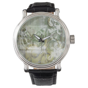 Montre Encart vert de papillon avec la porte de