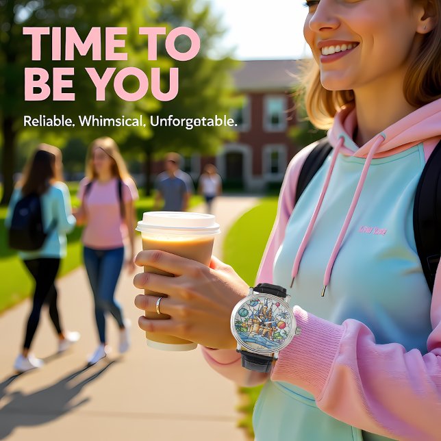 Montre Enchanted Castle Time Stained Glass Fairytale Wall (Créateur téléchargé)