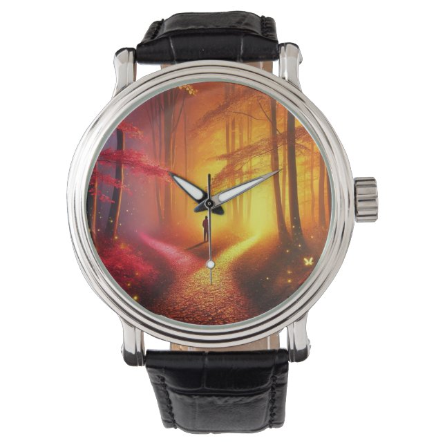 Montre Enchanted Crossroads - Vibrant Autumn Forest Art P (devant)
