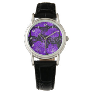 Montre Enchantement Rose violet bracelet floral