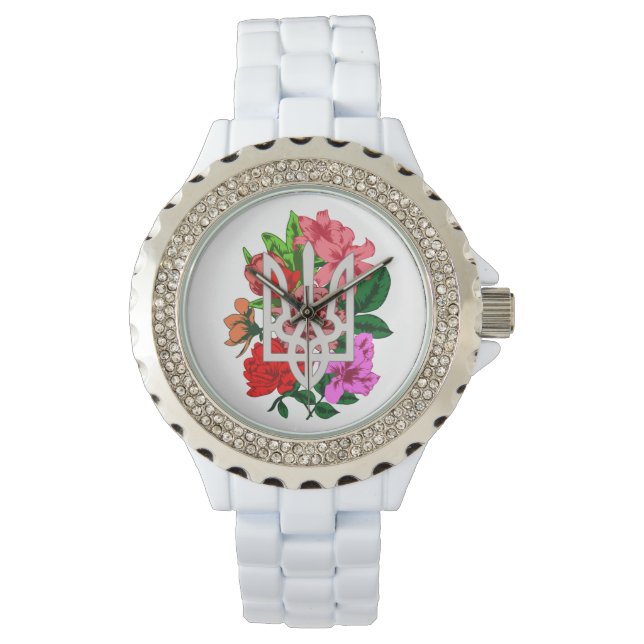 Montre Encore botanique et trident ukrainien tryzub (devant)