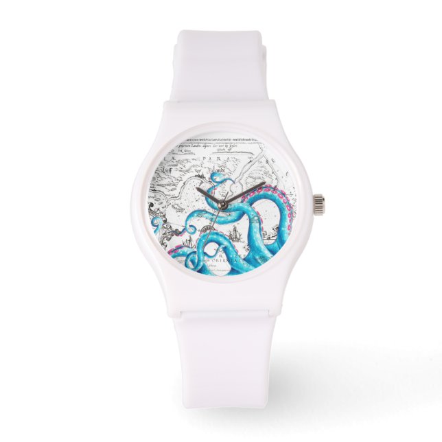 Montre Encre de Tentacles bleu rose (Recto)