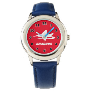 Montre enfant de chasseur à réaction cool avec nom