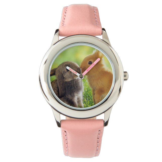 Montre enfant lapin lapin bouffon brun vert pâle (devant)