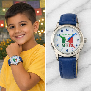 Montre Enfant Personnalisée Drapeau Mexique Bleu