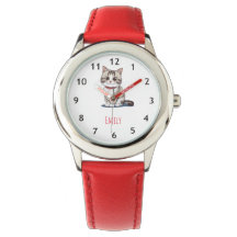 Montre Enfant Personnalisée Nom de Fille Chaton Mi