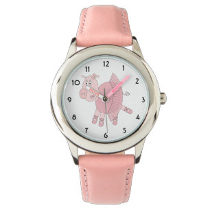 Montre Enfant Rose Cochon Ballerine illusima