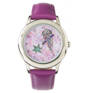 Montre *~* Enfants Aquarelle Plage étoile Poisson Jelly P