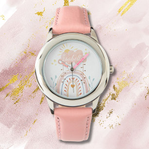 Montre Enfants arc-en-ciel rose mignon