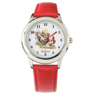 Montre Enfants cool amoureux de poulet au coq unisex ajou