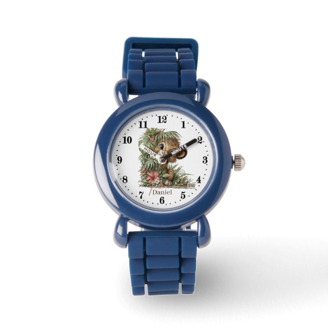 Montre Enfants cool lion unisexe ajouter nom  (Recto)