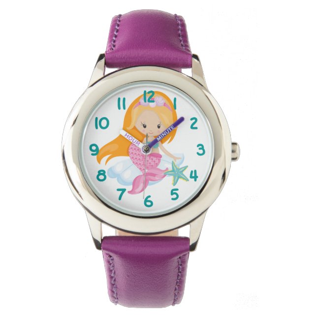 Montre Enfants de sirènes Turquoises roses (devant)