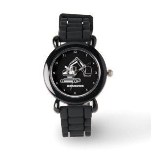 Montre Enfants Digger Boys Black Nom personnalisé