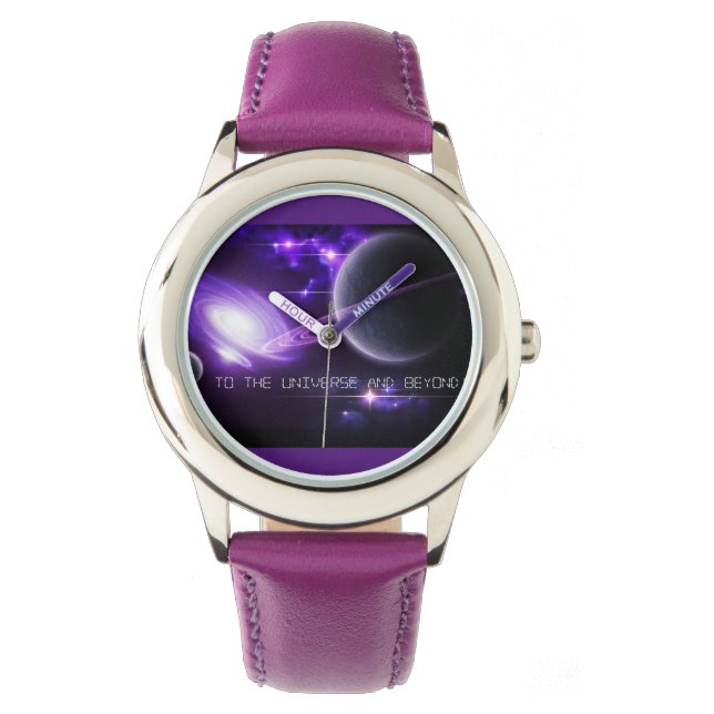 Montre Enfants en acier inoxydable violet Watch Universe  (devant)