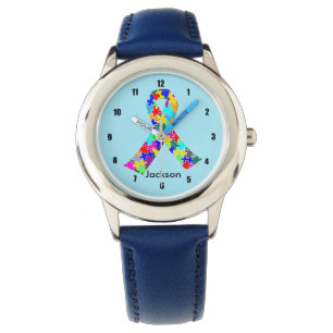 Montre Enfants faits sur commande bleus de ruban