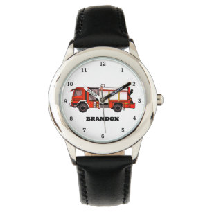 Montre Enfants Garçons Moteur d'incendie Pompier Nom du c