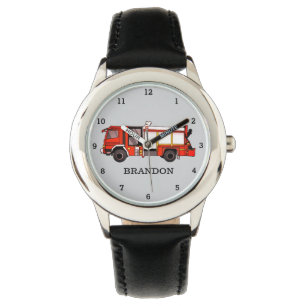 Montre Enfants Garçons Moteur d'incendie Pompier Nom du c