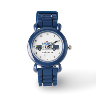 Montre Enfants Garçons Police Véhicule automobile Nom ble