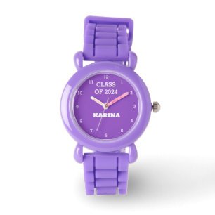 Montre Enfants Grad Girl Purple Graduation Nom de l'école