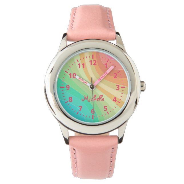 Montre Enfants Nom personnalisé Rainbow Watch (devant)