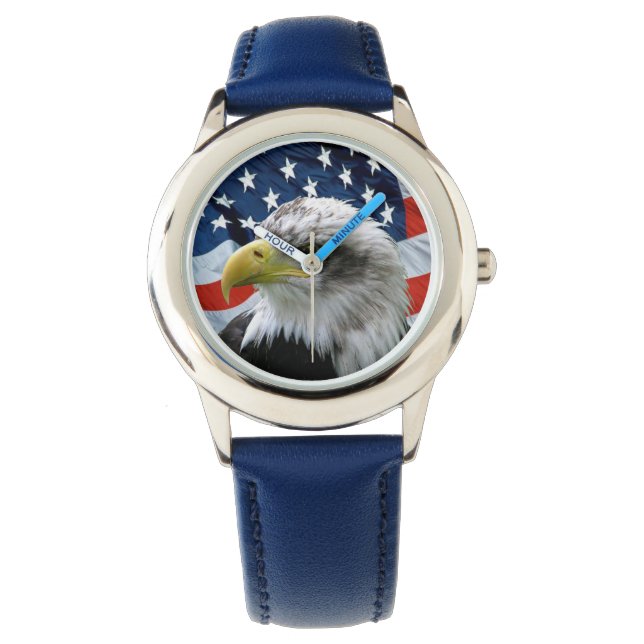 Montre Enfants Patriotique Bald Eagle American Flag Watch (devant)