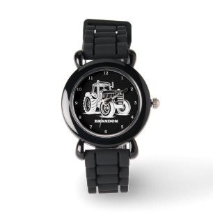 Montre Enfants Tractor Boys Black Nom personnalisé