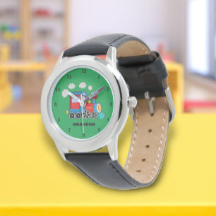 Montre Enfants Train Boys Black Nom Personnalisé