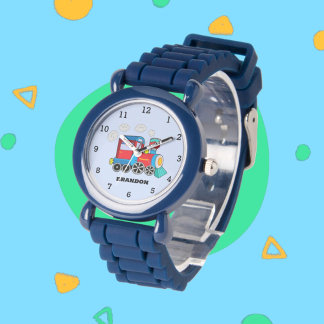 Montre Enfants Train Boys Blue Custom Name