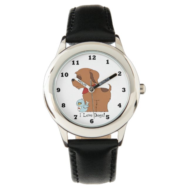 Montre Enfants Unisex J'aime les chiens (devant)