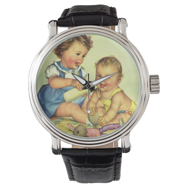 Montre Enfants Vintage, Tout-petits Heureux Sourire Biber (devant)