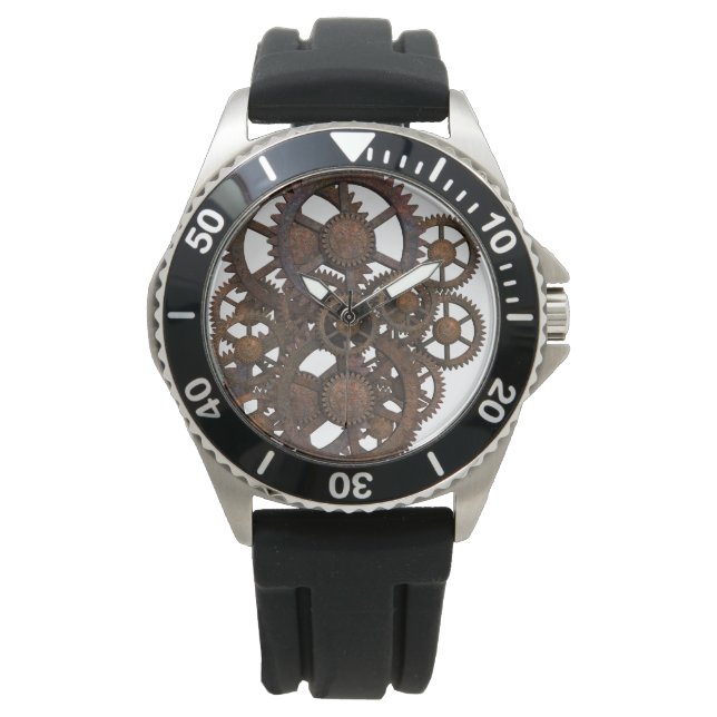 Montre Engrenages métalliques Rusty Steampunk (devant)