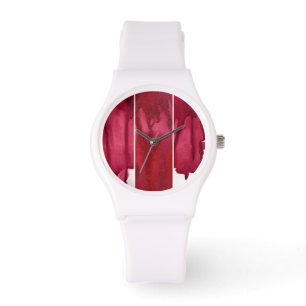 Montre Ensemble d'abrégé sur rouge aquarelle peint à l