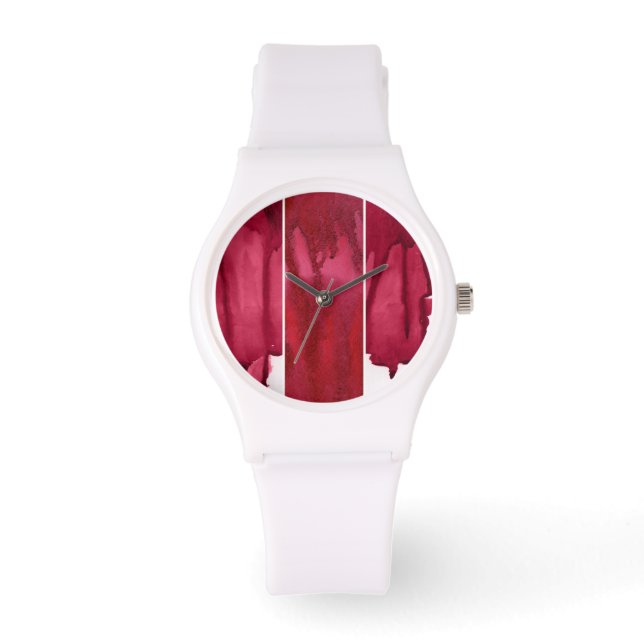 Montre Ensemble d'aquarelle rouge abstrait peint à la mai (Recto)