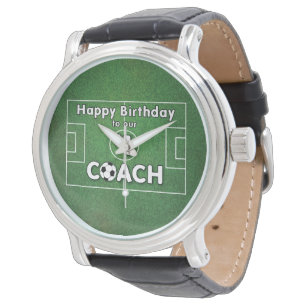 Montre Entraîneur de football Anniversaire avec terrain d