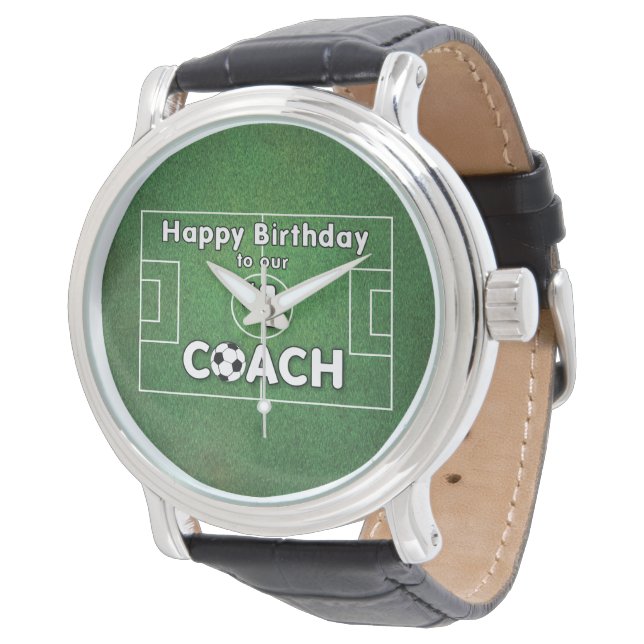 Montre Entraîneur de football Anniversaire avec terrain d (Incliné)