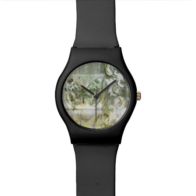 Montre Entrée de papillon vert avec porte en fer (Fermer)