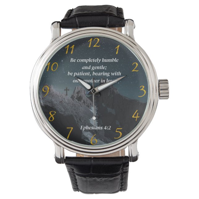 Montre Éphésiens 4:2 Prière de foi chrétienne (devant)