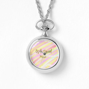 Montre Équipe de mariée paillettes rose pastel doré color