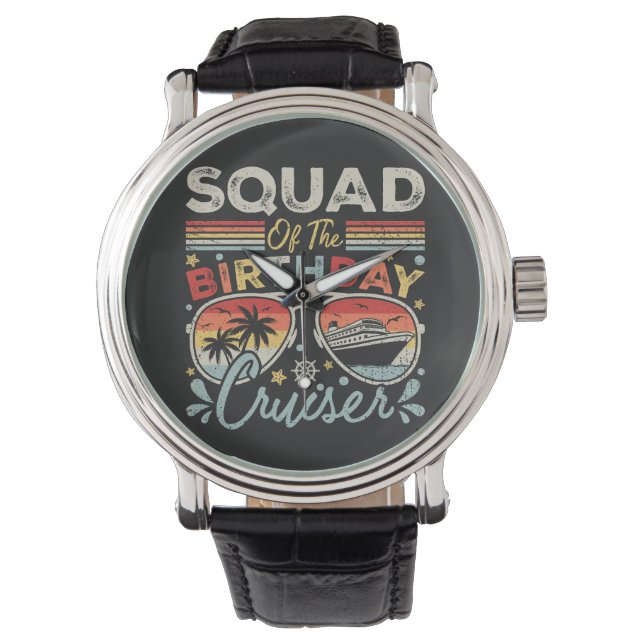 Montre Équipe du croiseur d'anniversaire vacances vintage (devant)