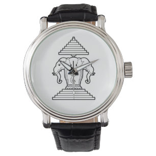 Montre Erawan Trois éléphant en tête Lao / Laos Drapeau