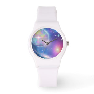 Montre espace galaxie nébuleuse pastel