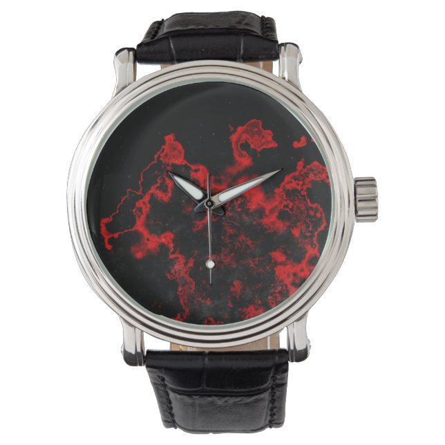 Montre Espace marbré noir et rouge (devant)
