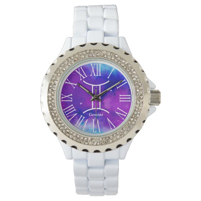 Montre Espace tendance Galaxy Gemini Zodiac (devant)