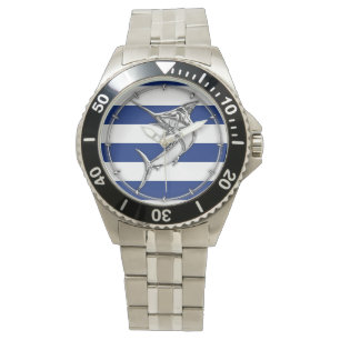 Montre Espadons de Marlin sur les rayures bleues