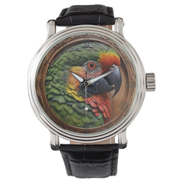 Montre Esprit Australien : un loriquet perché dans du boi (devant)