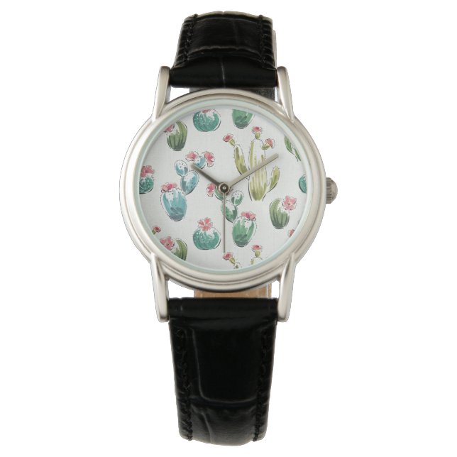 Montre Étape de fleur du désert | Motif rose (devant)