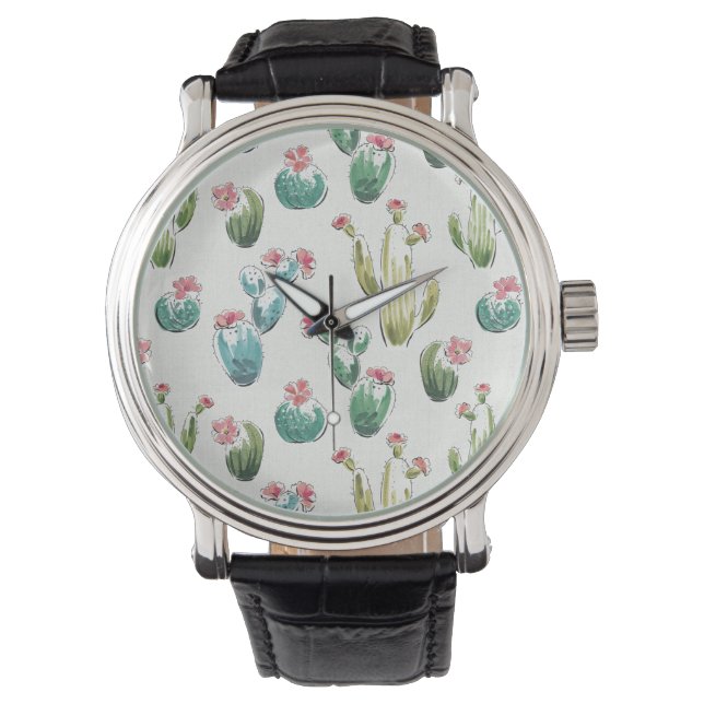 Montre Étape de fleur du désert | Motif rose (devant)